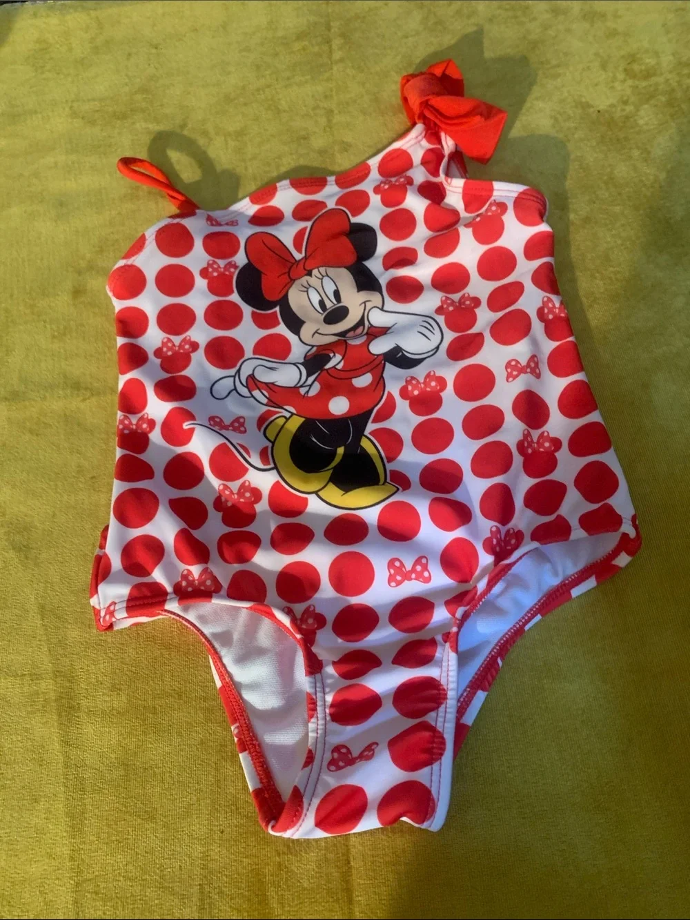 Disney Girls Red & White Minnie Mouse One-Piece Swimsuit with Bow